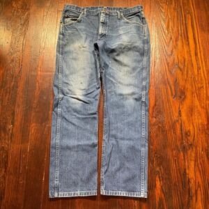 Wrangler Jeans Mens 38x30 Blue Straight 47MWZ Western Denim Faded
